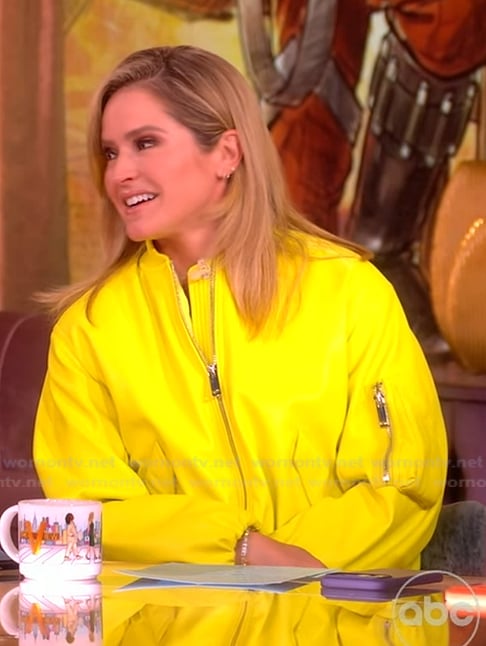 Sara's yellow bomber jacket on The View