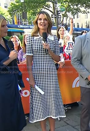 Savannah's black and white gingham check midi dress on Today