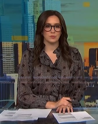 Savannah's black printed ruffle sheer dress on NBC News Daily