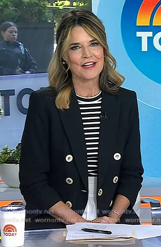 Savannah's black striped top and blazer on Today