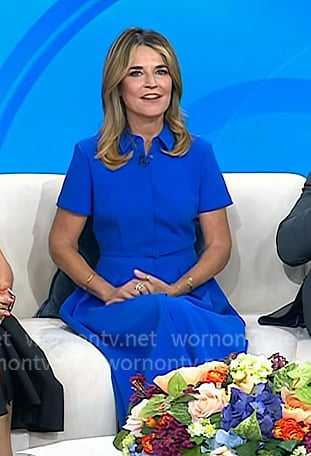 Savannah's blue belted shirtdress on Today
