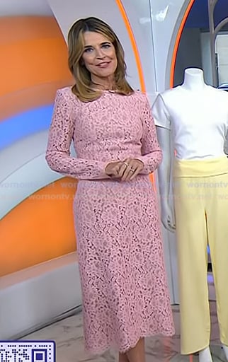 Savannah's pink floral lace dress on Today