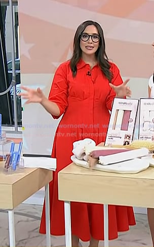 Savannah's red midi shirtdress on Today