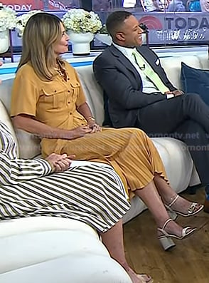 Savannah's white ankle strap sandals on Today