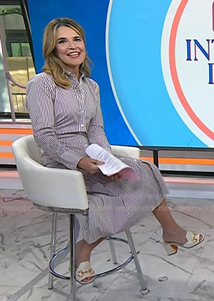 Savannah's white horsebit slide sandals on Today