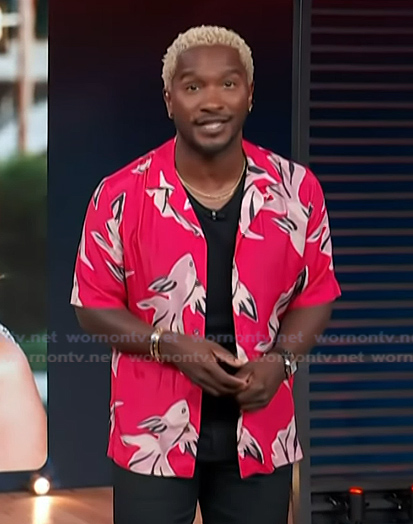 Scott's red fish print shirt on Access Hollywood