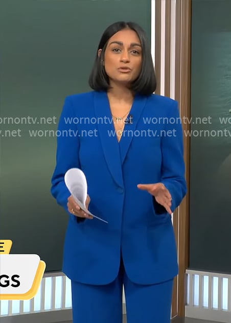 Shanelle Kaul's blue suit on CBS Mornings