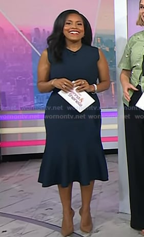Sheinelle's navy ruffle hem dress on Today