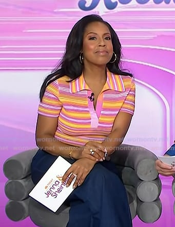 Sheinelle's pink striped polo on Today