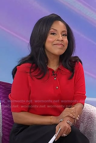 Sheinelle's red polo on Today