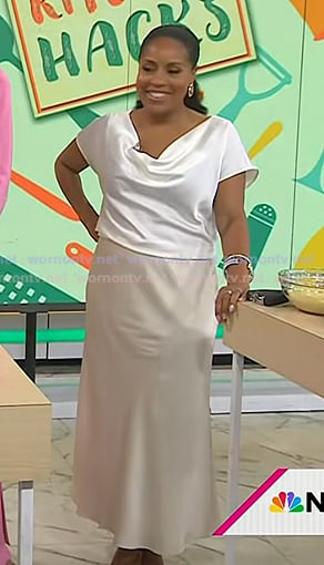 Sheinelle's white cowl neck top on Today