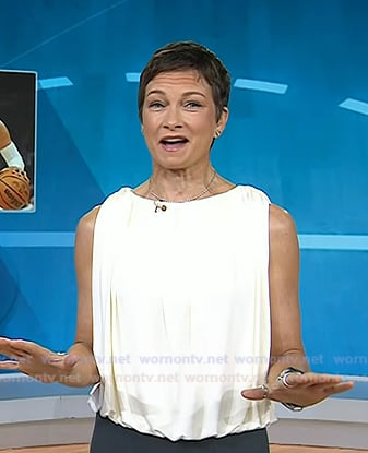 Stephanie's white gathered sleeveless top on Today
