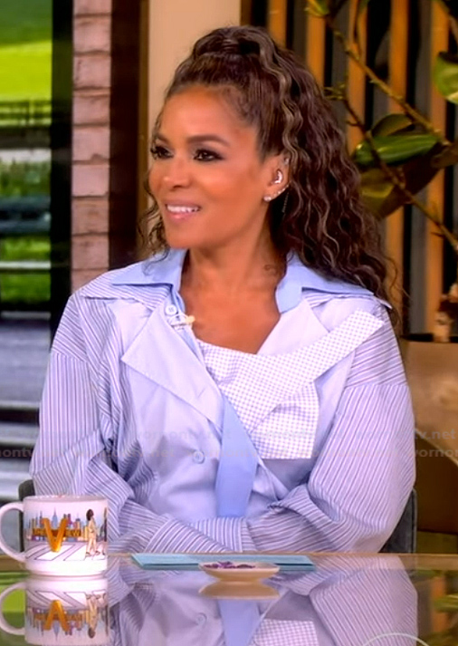 Sunny's blue striped layered dress on The View