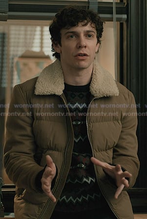 Teddy's beige shearling collar puffer jacket on Elsbeth
