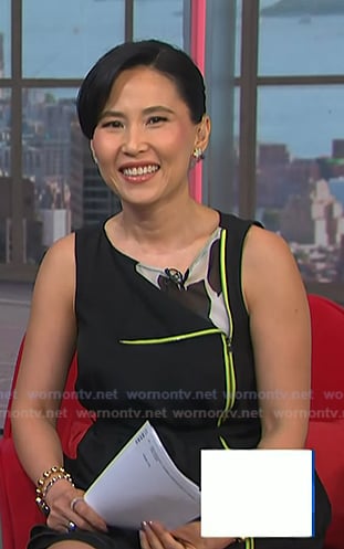 Vicky's black zip front sleeveless dress on NBC News Daily