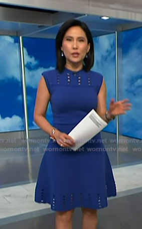 Vicky's blue laser cut dress on NBC News Daily