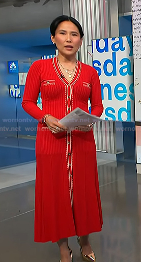 Vicky's red ribbed knit dress on NBC News Daily