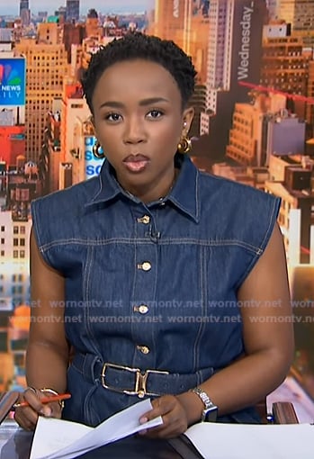 Zinhle's belted denim midi dress on NBC News Daily
