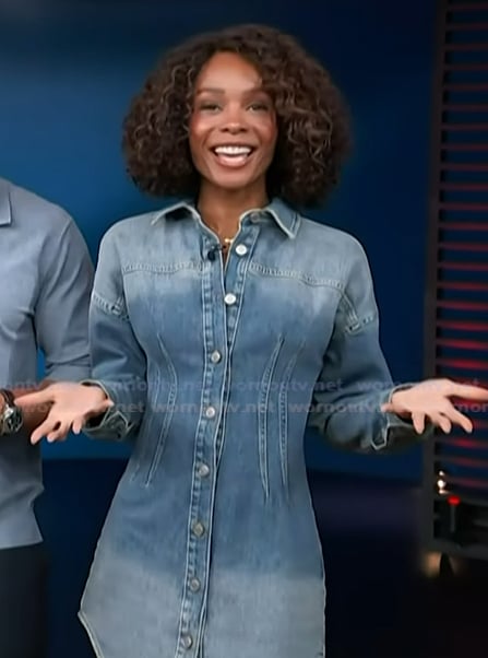 Zuri's denim mini dress on Access Hollywood