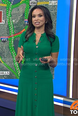 Adelle's green knit button front dress on Today