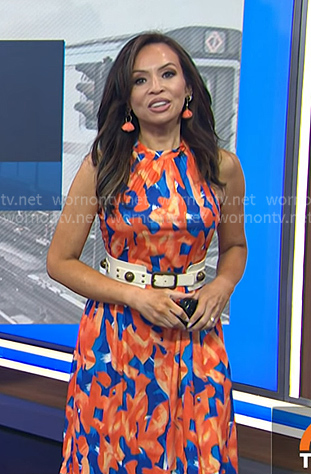 Adelle's orange and blue floral halter dress on Today