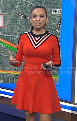 Adelle's orange striped detail dress on Today