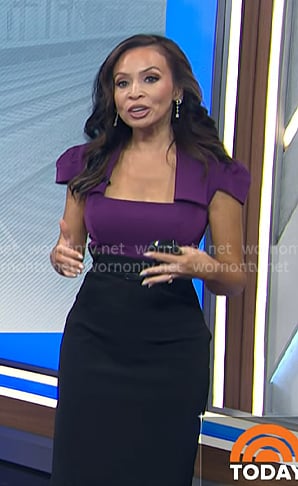 Adelle's purple two-tone sheath dress on Today