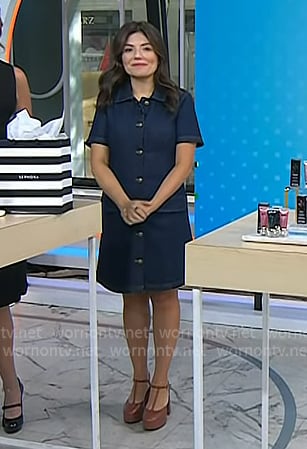 Adrianna's brown ankle strap platform pumps on Today