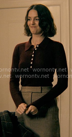 AJ's burgundy long sleeve polo top on Not Suitable For Work