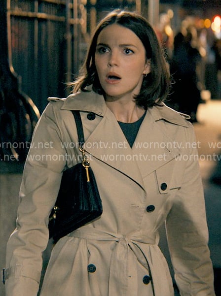 AJ's trench coat and Coach bag on Not Suitable For Work