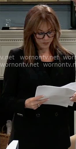 Alexis's black double-breasted blazer on General Hospital