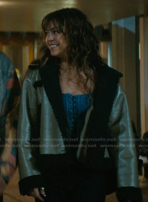 Aliie's shearling trim jacket on Off Campus