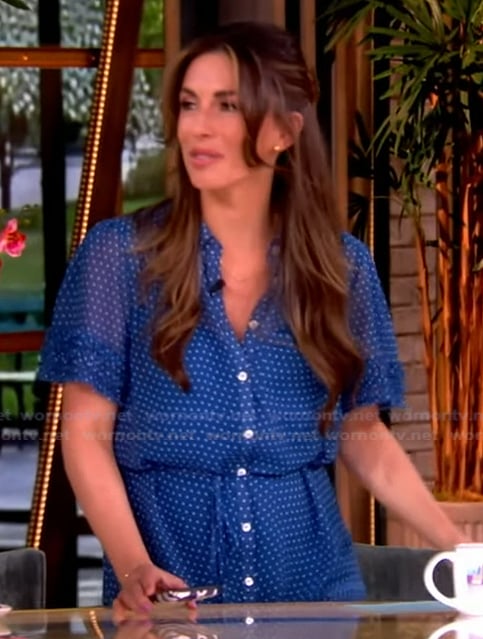 Alyssa's blue polka dot print shirtdress on The View