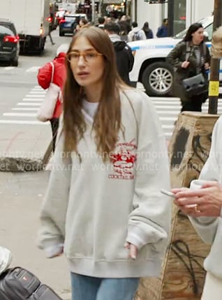 Amanda's gray varsity sweatshirt on In The City