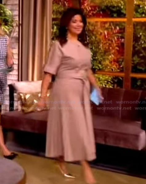 Ana's khaki tie waist dress on The View