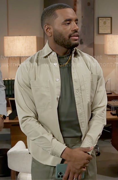 Andre's khaki shirt on Beyond the Gates