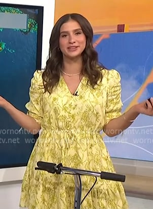 Angie Lassman's yellow floral mini dress on NBC News Daily
