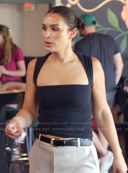 Ashley's black square neck top on The Real Housewives of Rhode Island