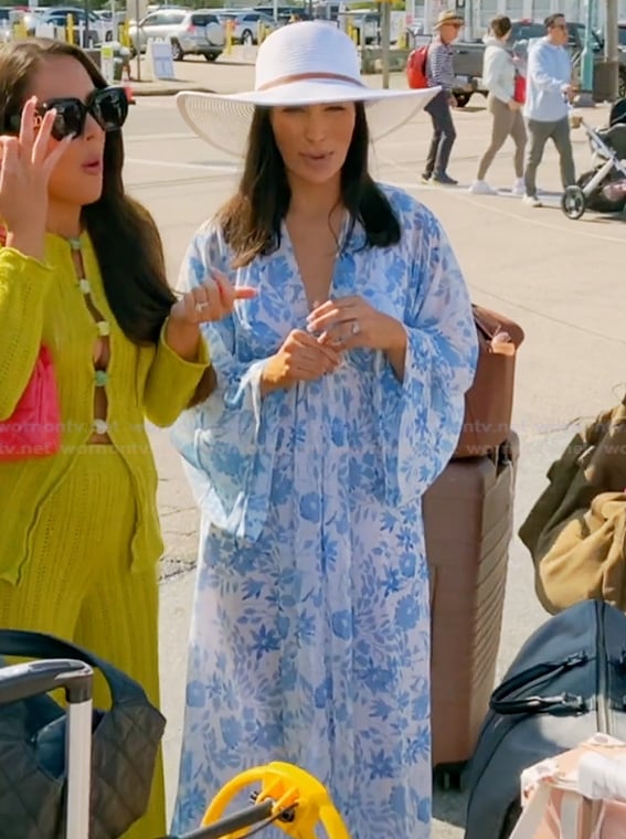 Ashley's blue floral print dress on The Real Housewives of Rhode Island