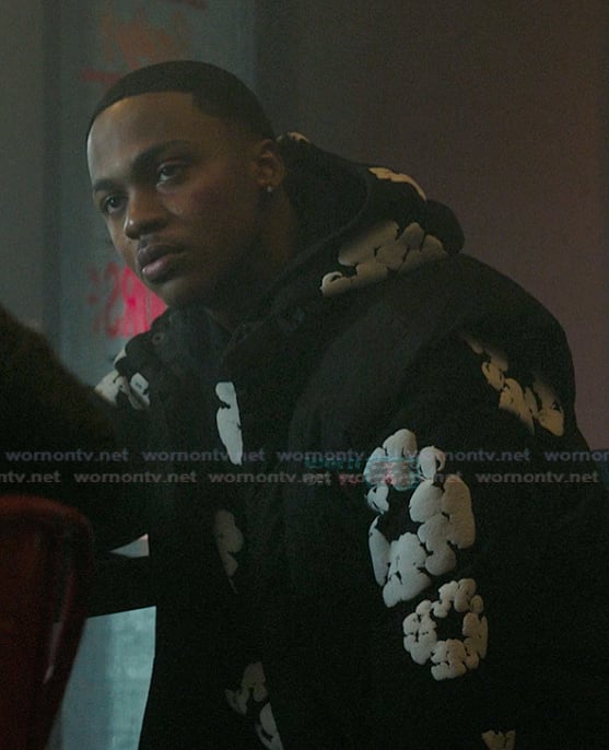 Bakari's black floral hoodie on The Chi