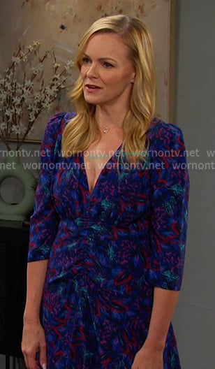 Belle's blue print mini dress on Days of our Lives