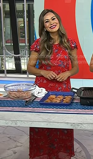 Brandi Milloy's red floral maxi dress on Today