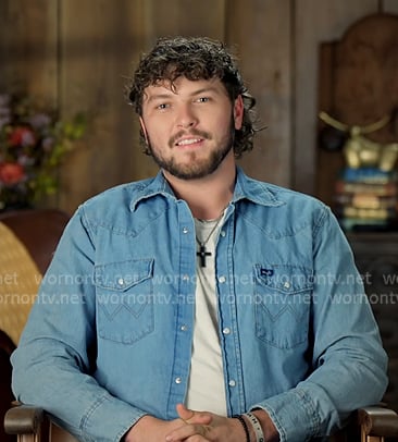 Brayden's denim confessional shirt on The McBee Dynasty Real American Cowboys