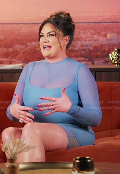 Brittany's blue mesh confessional dress on The Valley