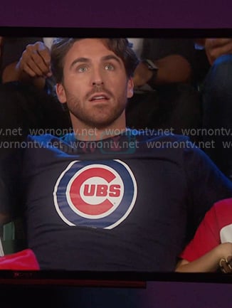 Chad's navy UBS print tee on Days of our Lives