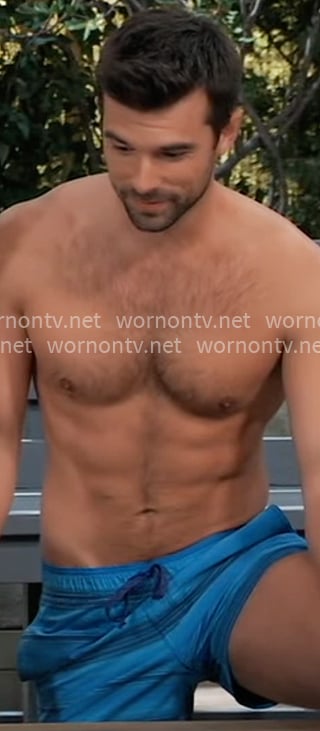 Chase's blue striped swim shorts on General Hospital