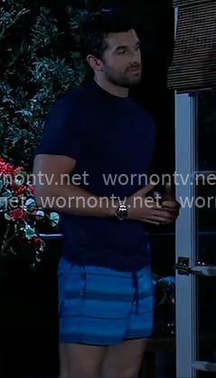 Chase's blue striped swim shorts on General Hospital