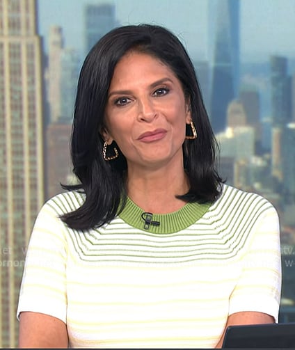 Darlene's white striped short sleeve sweater on Today