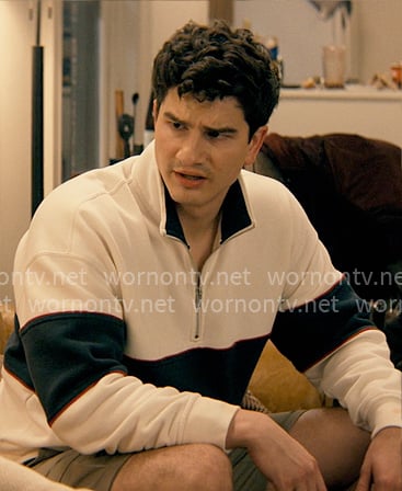 Davis's stripe quarter zip sweatshirt on Not Suitable For Work