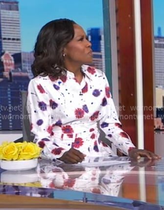 Deborah's white floral print shirt and skirt on Good Morning America